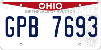 OH license plate GPB7693