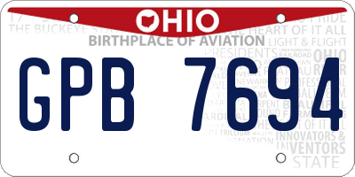 OH license plate GPB7694