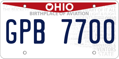 OH license plate GPB7700