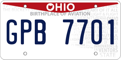 OH license plate GPB7701