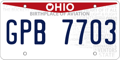 OH license plate GPB7703
