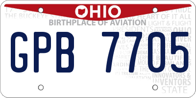 OH license plate GPB7705