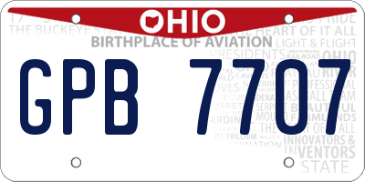 OH license plate GPB7707