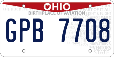 OH license plate GPB7708
