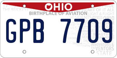 OH license plate GPB7709