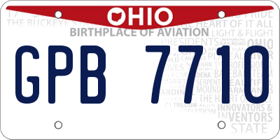 OH license plate GPB7710