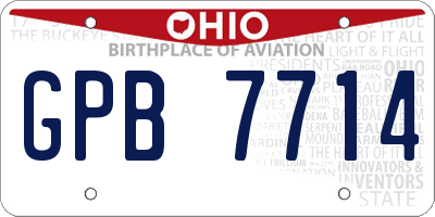 OH license plate GPB7714