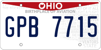 OH license plate GPB7715