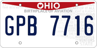 OH license plate GPB7716
