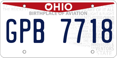 OH license plate GPB7718