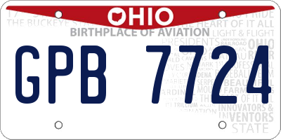 OH license plate GPB7724