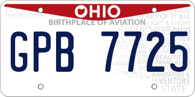 OH license plate GPB7725