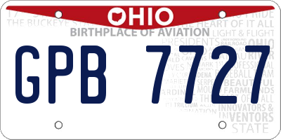 OH license plate GPB7727