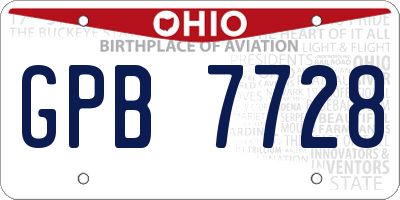 OH license plate GPB7728