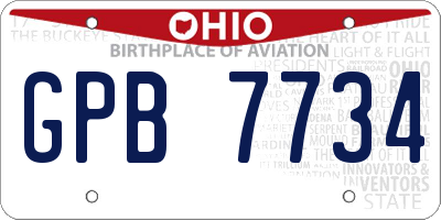 OH license plate GPB7734