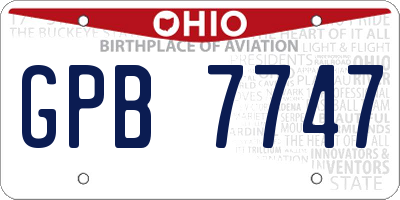 OH license plate GPB7747