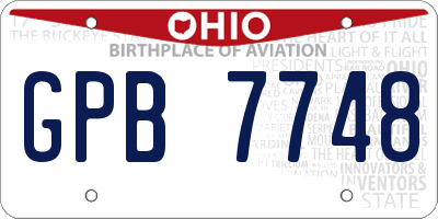 OH license plate GPB7748