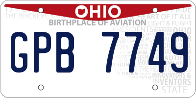 OH license plate GPB7749