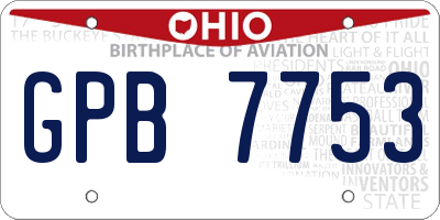 OH license plate GPB7753