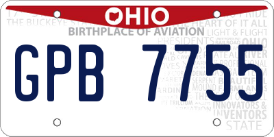 OH license plate GPB7755