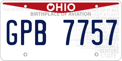 OH license plate GPB7757
