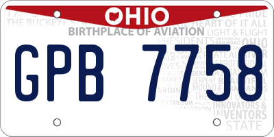 OH license plate GPB7758