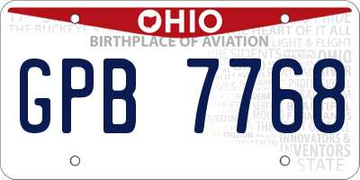 OH license plate GPB7768