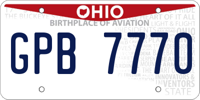 OH license plate GPB7770