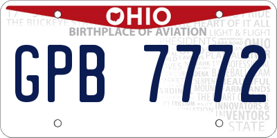 OH license plate GPB7772