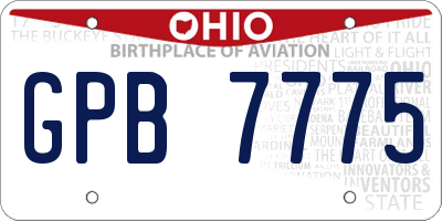 OH license plate GPB7775