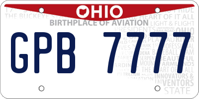 OH license plate GPB7777