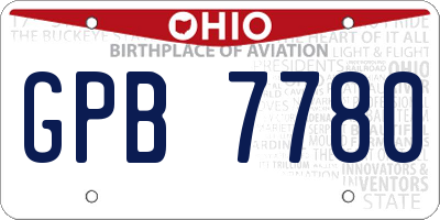OH license plate GPB7780