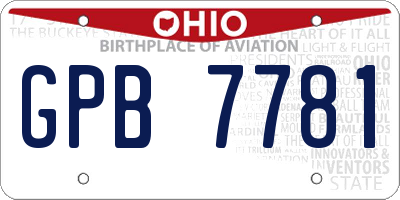 OH license plate GPB7781