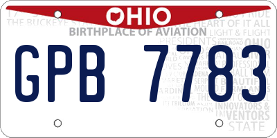 OH license plate GPB7783