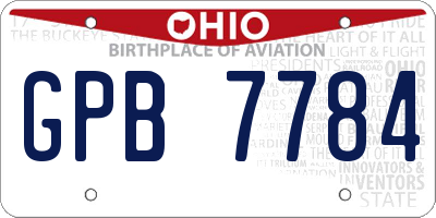 OH license plate GPB7784
