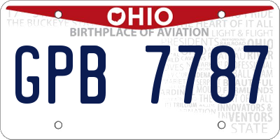 OH license plate GPB7787