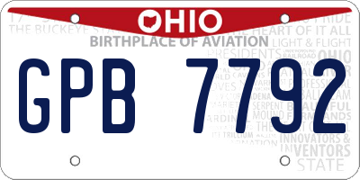 OH license plate GPB7792