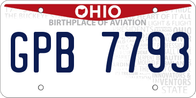 OH license plate GPB7793