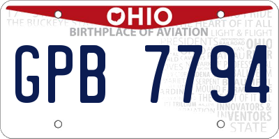 OH license plate GPB7794