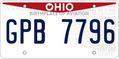 OH license plate GPB7796