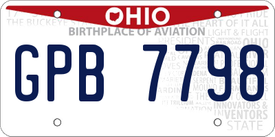 OH license plate GPB7798