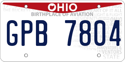 OH license plate GPB7804