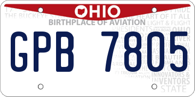 OH license plate GPB7805