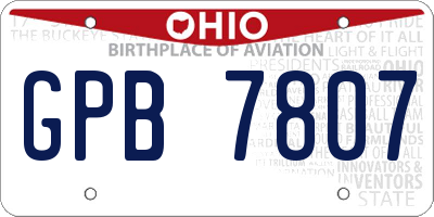 OH license plate GPB7807