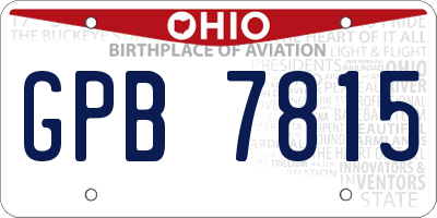 OH license plate GPB7815
