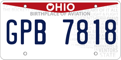 OH license plate GPB7818