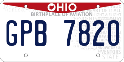 OH license plate GPB7820