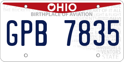 OH license plate GPB7835