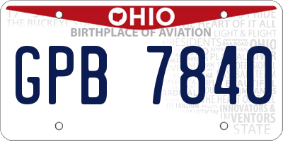 OH license plate GPB7840