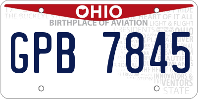 OH license plate GPB7845